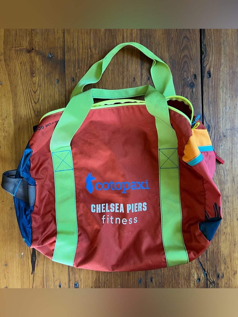 Cotopaxi x Chelsea Piers duffel in red and lime - like new!